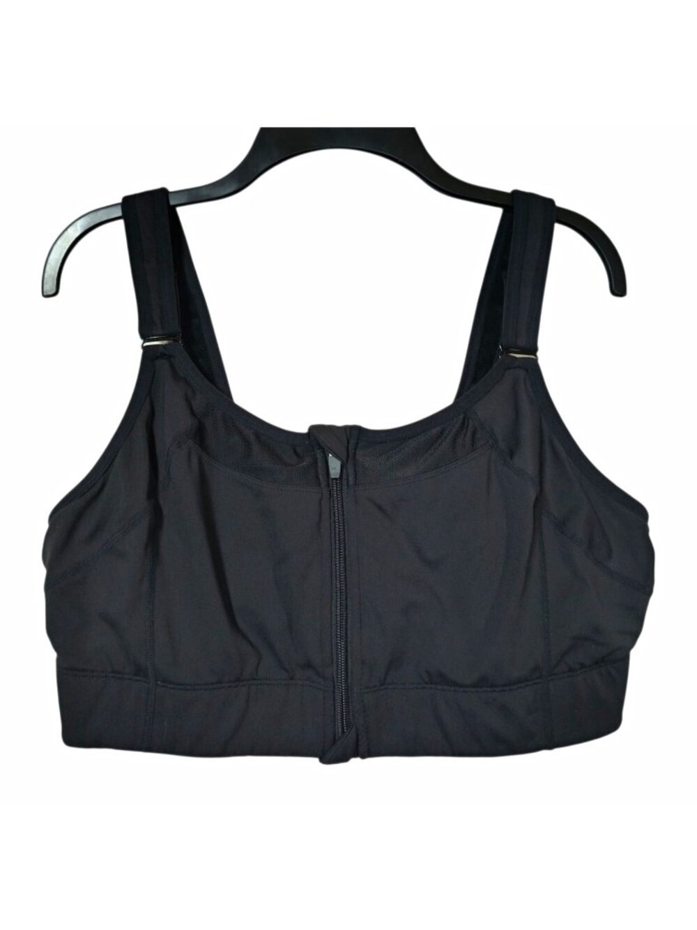 Varied Gear Sports Bra Large Black Wireless Zip Front Adjustable Straps